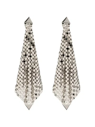 RABANNE SILVER MESH DROP EARRINGS 