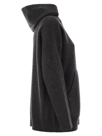 Shop Fabiana Filippi Hooded Cardigan In Anthracite