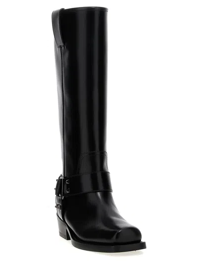 Valentino Garavani Rockstud Biker Boot In Black