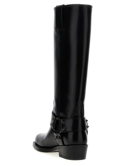 Valentino Garavani Rockstud Biker Boot In Black
