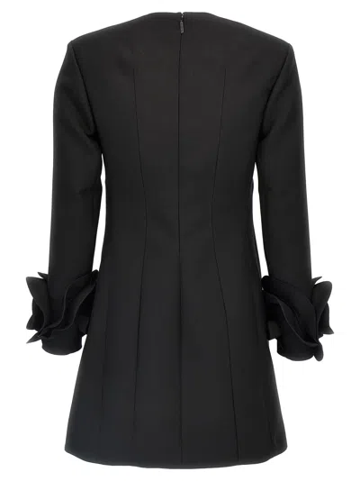 Shop Valentino Rose Detail Dress In Black