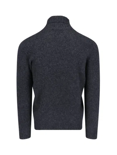Drumohr Ribbed Turtleneck Sweater With Long Sleeves In Gray