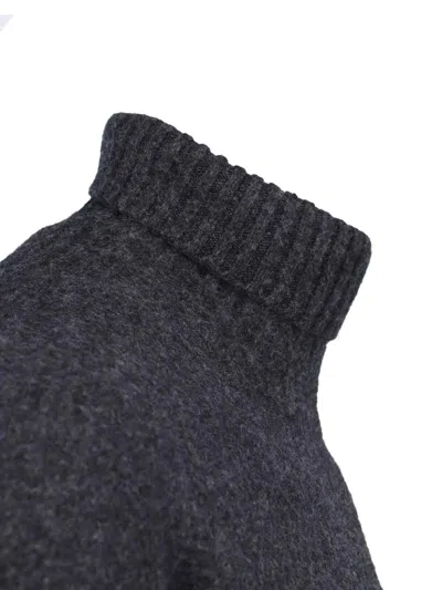 Drumohr Ribbed Turtleneck Sweater With Long Sleeves In Gray