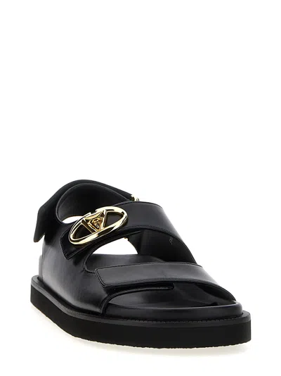 Shop Valentino Garavani Vlogo Locker Sandals In Black