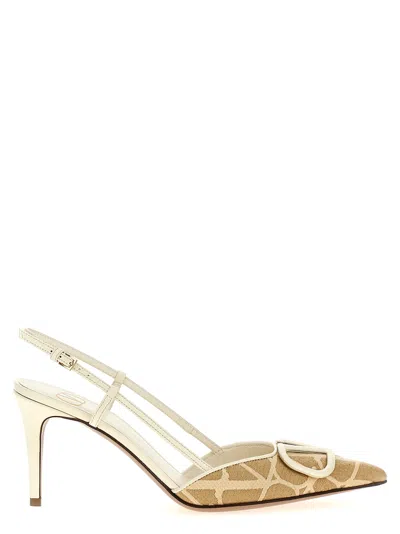 Shop Valentino Garavani Toile Iconographe Pumps In Beige