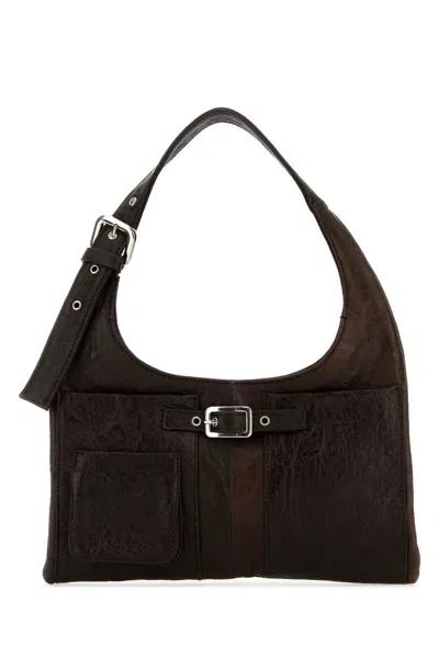 Gimaguas Brown Leather Mini Nicole Shoulder Bag In Brown