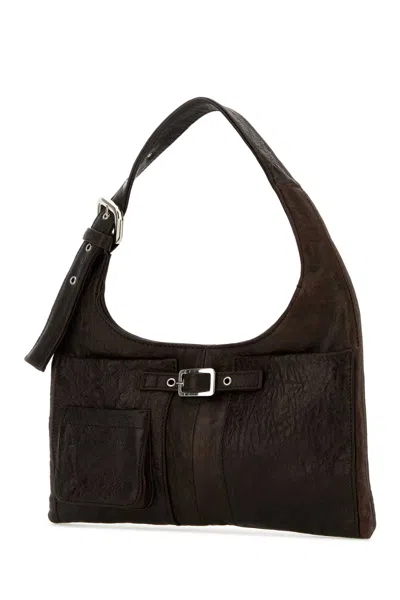 Gimaguas Brown Leather Mini Nicole Shoulder Bag In Brown