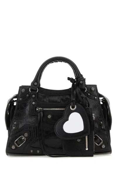 BALENCIAGA BLACK NAPPA LEATHER NEO CAGOLE XS HANDBAG 