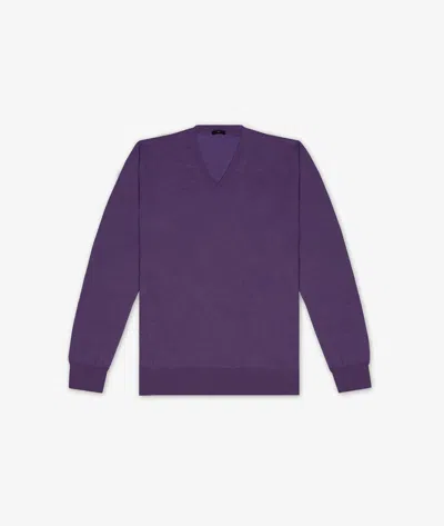 Shop Larusmiani V-neck Sweater Pullman Sweater In Purple