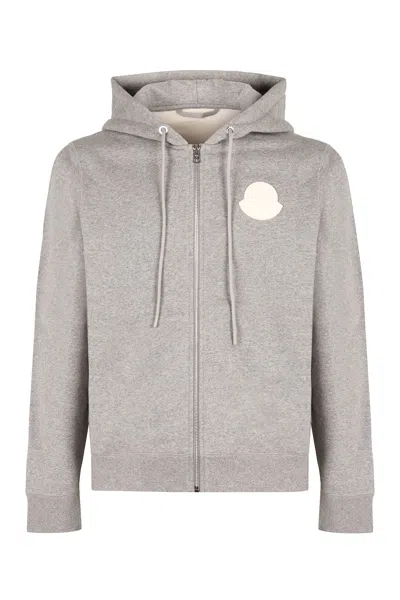 Shop Moncler Full Zip Hoodie In Grey