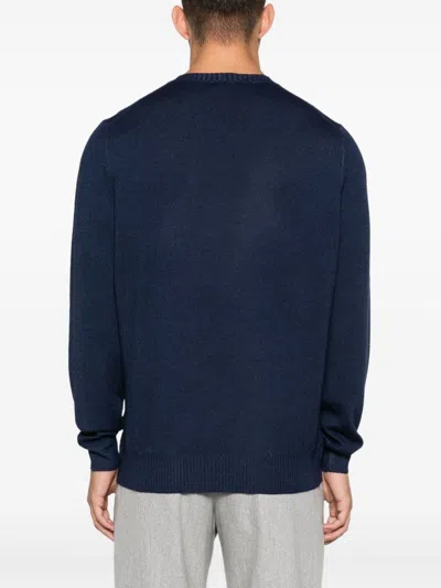 Fay Logo-embroidered Sweater In Blue