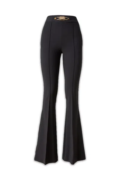 Elisabetta Franchi Flared High-waisted Trousers With Front Seam Detail In Black