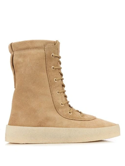 Yeezy Crepe-sole Lace-up Suede Boots In Beige | ModeSens