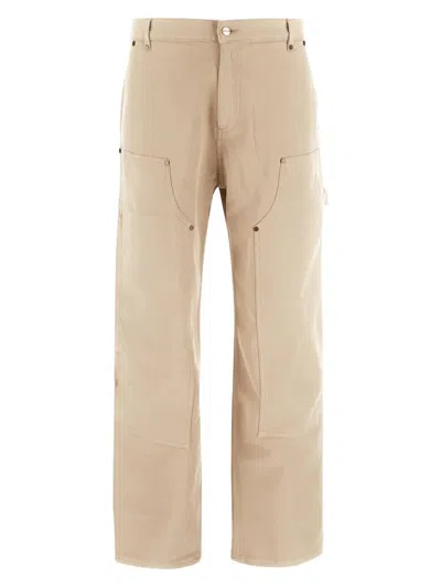 Represent Utility Cotton Twill Pants With Studs In Sesame