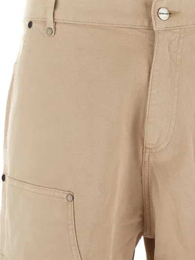 Represent Utility Cotton Twill Pants With Studs In Sesame