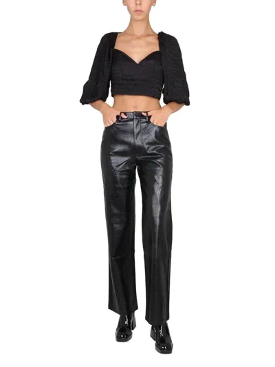 Rotate Birger Christensen High-waisted Faux Leather Pants In Black