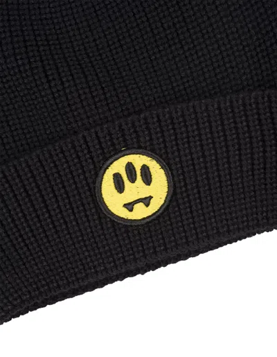 BARROW BLACK RIBBED KNITTED BEANIE 