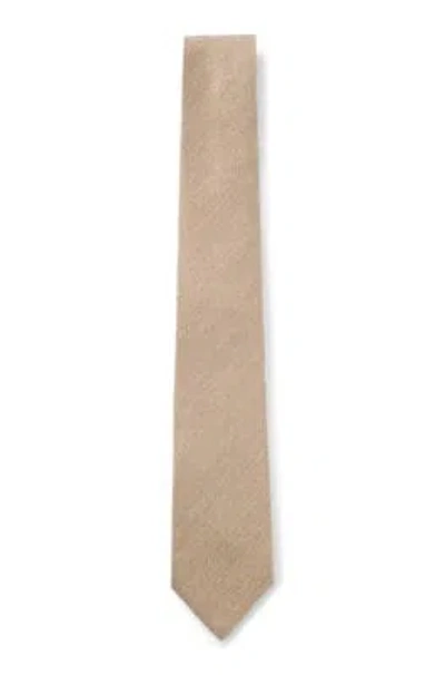 Hugo Boss Structured Tie In An Italian Wool-silk Blend In Beige