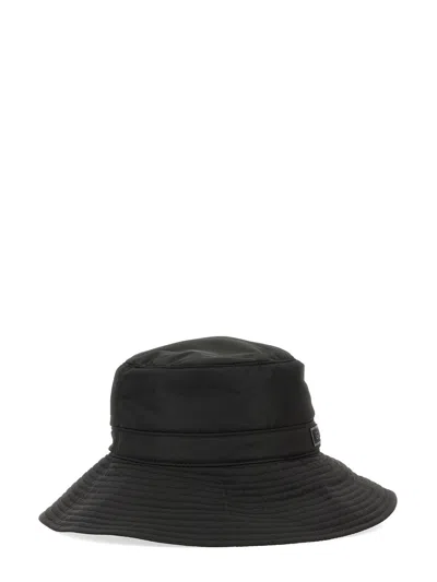 Ganni Yellow Stitch Bucket Hat Cr In Black