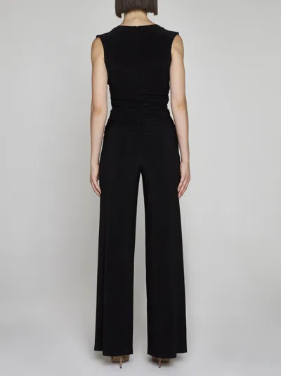 Norma Kamali Sleeveless V-neck Jumpsuit Cinched Waist In Black