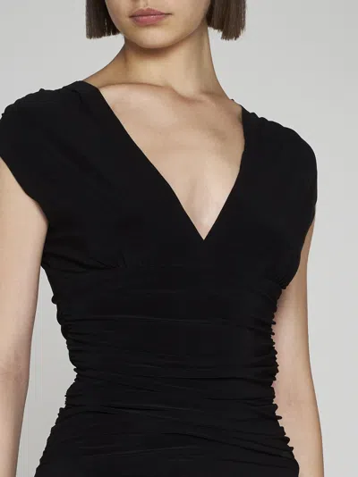 Norma Kamali Sleeveless V-neck Jumpsuit Cinched Waist In Black