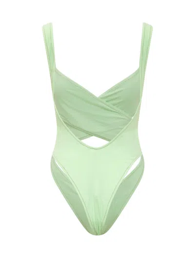 Reina Olga Exotica Cut-out Open Back Swimsuit In Green