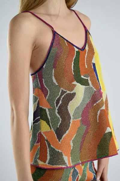 Circus Hotel Printed Lamè Knit Top In Multicolour