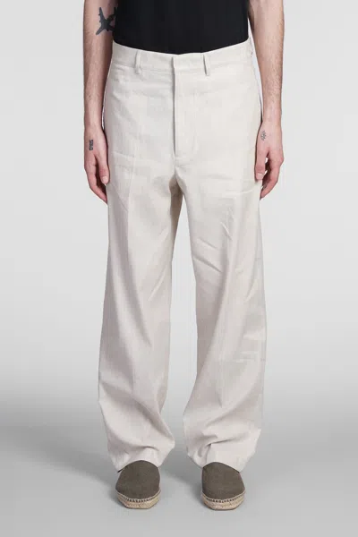 Department Five E-motion Pants In Beige Linen In White