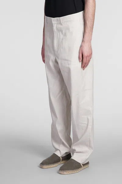 Department Five E-motion Pants In Beige Linen In White