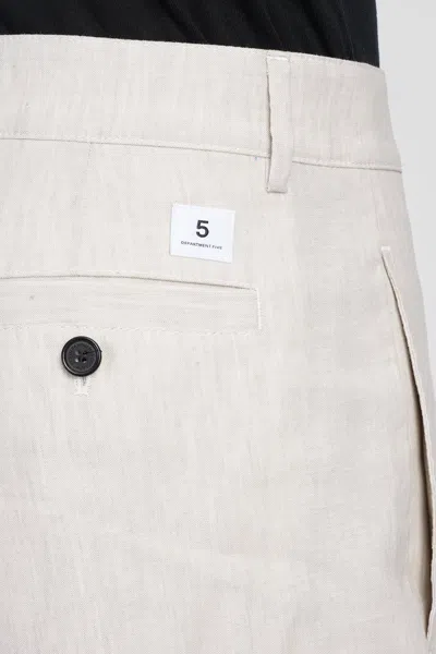 Department Five E-motion Pants In Beige Linen In White