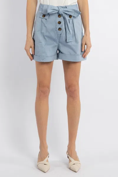 Woolrich Tied-waist Turn-up Hem Shorts In Clear Blue