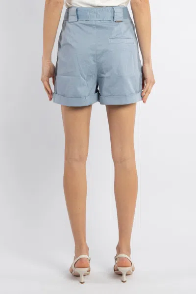 Woolrich Tied-waist Turn-up Hem Shorts In Clear Blue