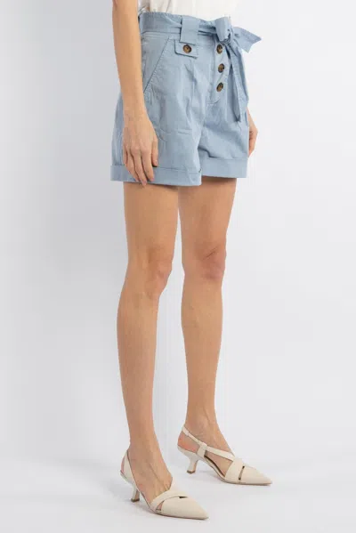 Woolrich Tied-waist Turn-up Hem Shorts In Clear Blue
