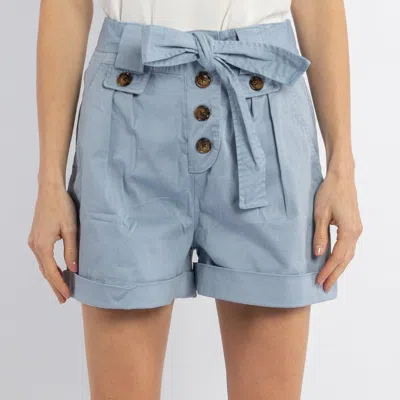 Woolrich Tied-waist Turn-up Hem Shorts In Clear Blue