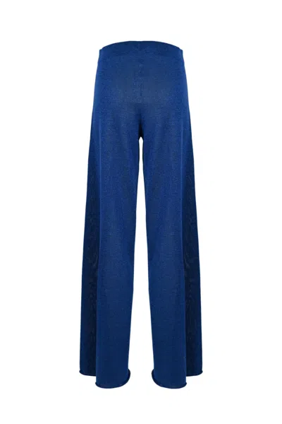 Circus Hotel Wide Leg Viscose Trousers In Blue