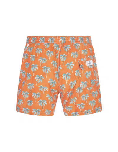 Barba Napoli Orange Swim Shorts With Palm Pattern