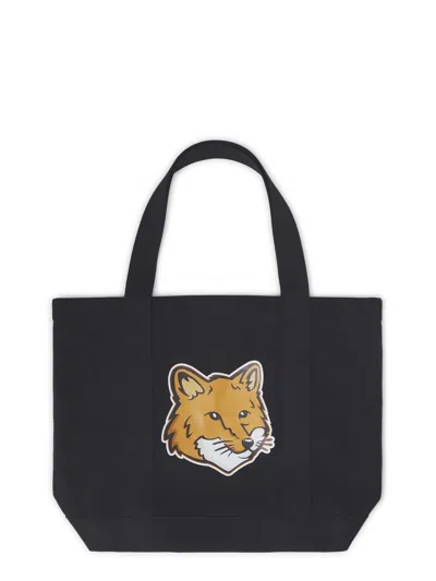 Maison Kitsuné Fox Head Print Bag In Black