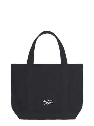 Maison Kitsuné Fox Head Print Bag In Black