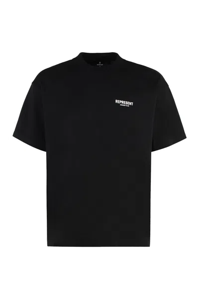 Represent Owners Club Logo Printed Crewneck T-shirt In Black