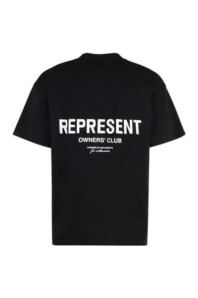 Represent Owners Club Logo Printed Crewneck T-shirt In Black