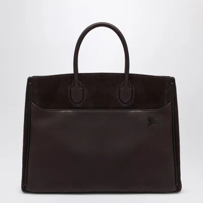 Shop Burberry Rocking Horse Medium Brown Suede Tote In Multicolor