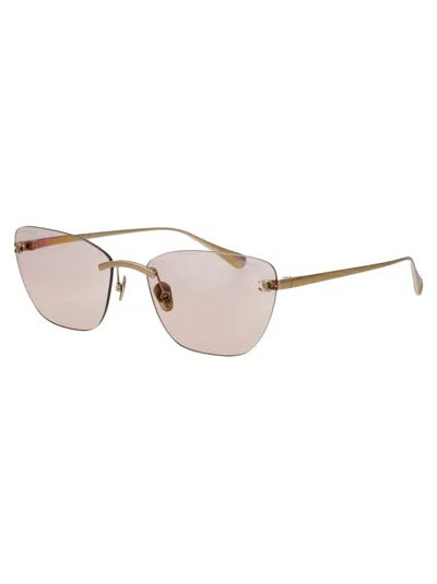 Pre-owned Chanel Sunglasses In Pale Gold Blue Light Filter Light Brown