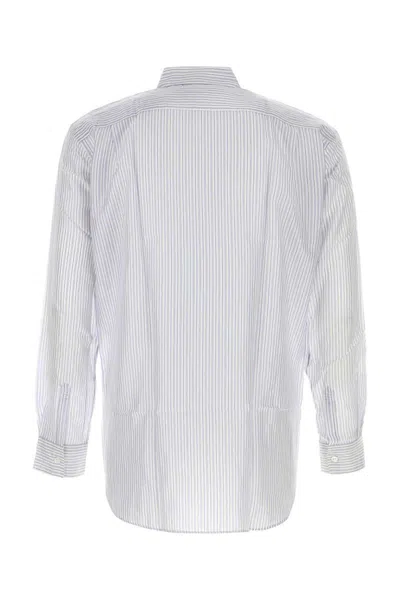 Comme Des Garçons Multi Color Embroidered Cupro Shirt In Stripped