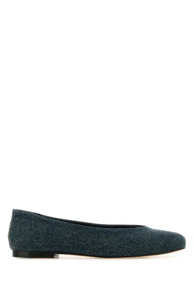 Gimaguas Denim Round Toe Ballerina Shoes In Blue