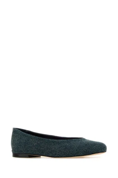 Gimaguas Denim Round Toe Ballerina Shoes In Blue