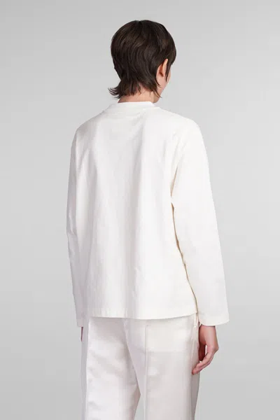 Jil Sander Crew Neck Long Sleeves T-shirt With Ribbed Collar And Printed Logo On The Front Clothing In White