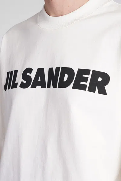 Jil Sander Crew Neck Long Sleeves T-shirt With Ribbed Collar And Printed Logo On The Front Clothing In White