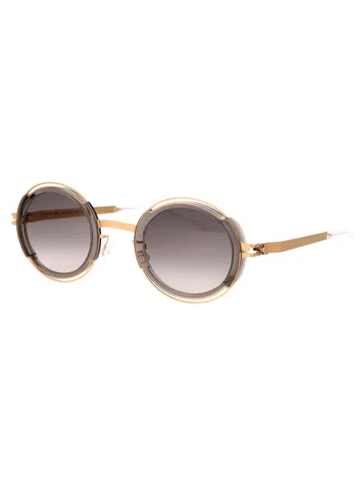 Shop Mykita Sunglasses In A83-champagne Gold/clear Ash