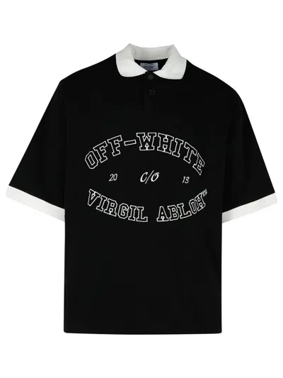 Shop Off-white 'college' Black Cotton Polo Shirt