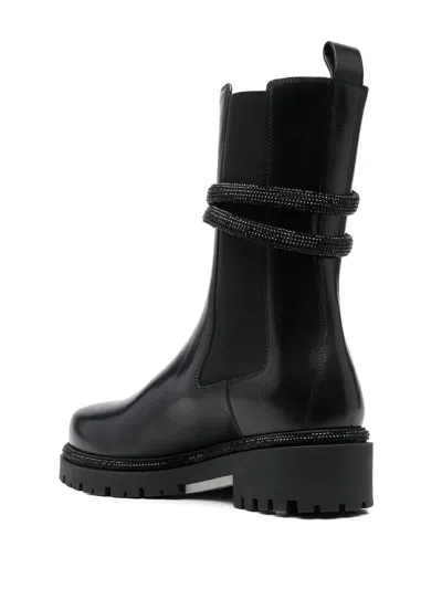 René Caovilla Cleo Combat Biker Boot In Black